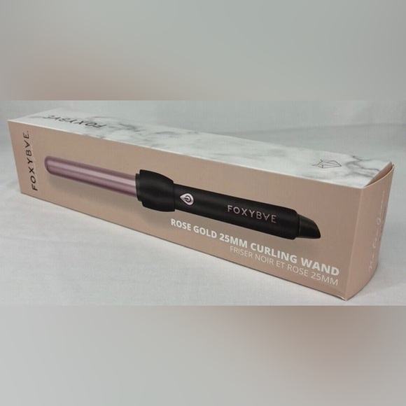 FOXYBAE 25mm LIMITED EDITION Rose Gold & Black Curling Wand Ceramic Tourmaline - Picture 5 of 10